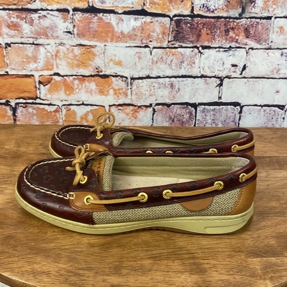 SPERRY Top Sider Boat Angelfish Brown Leather Anchor Nautical Shoe Loafer Sz 8.5 - Picture 10 of 16